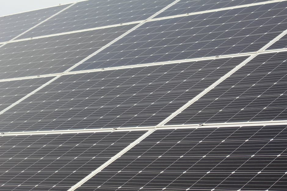 Detailed close-up of solar panels harnessing sunlight for sustainable energy generation.